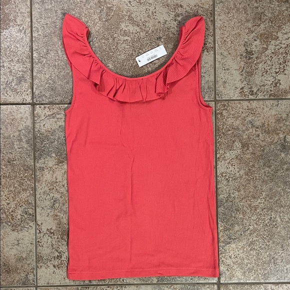 J. Crew Pink Ruffle Tank Top - Picture 2 of 3